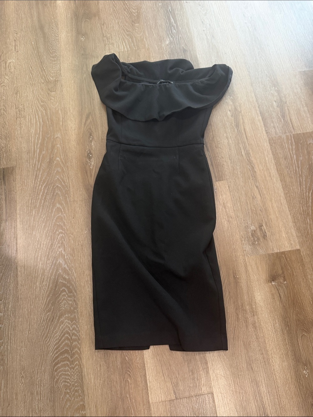 Zara Black One-Shoulder Ruffle Sheath Dress